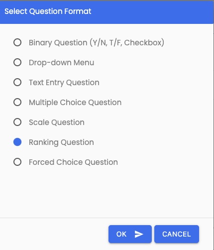 Select Ranking Question Format