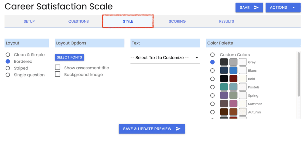 Assessment Styling