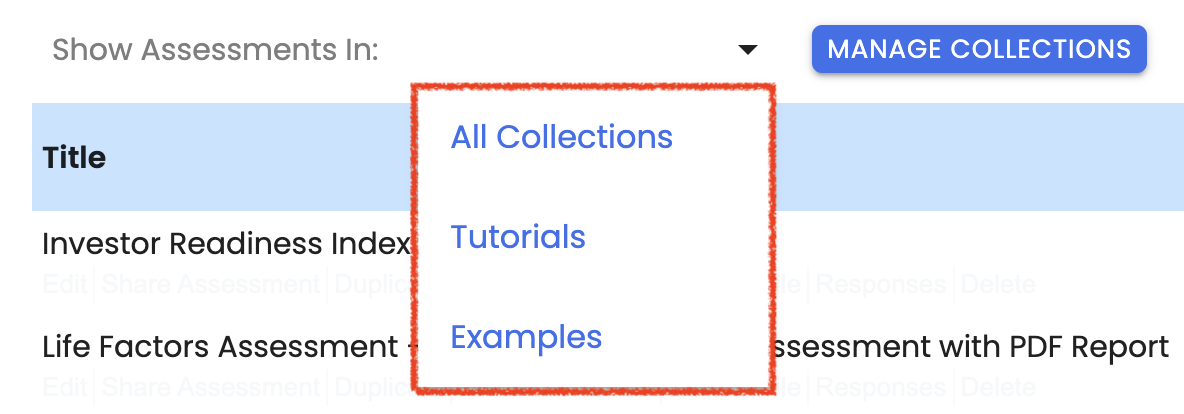 Filter Assessments by Collection