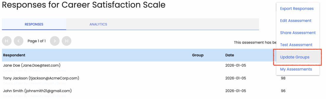 Update groups menu item