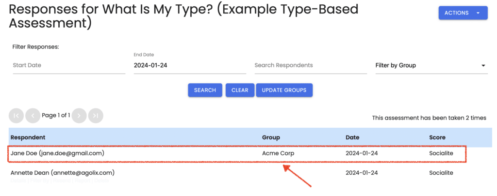 View Responses with Group tag