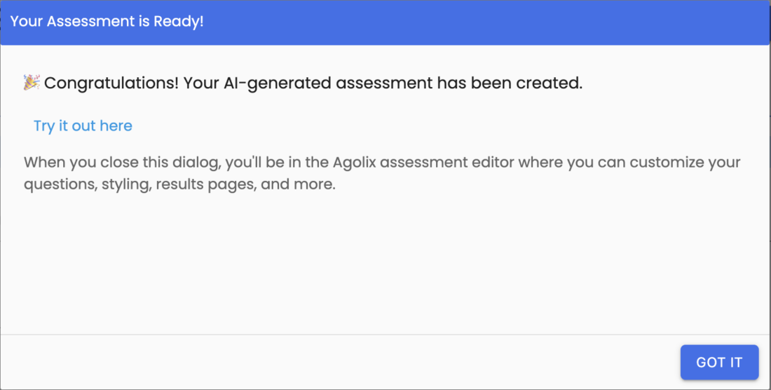 create your AI-Generated assessment 