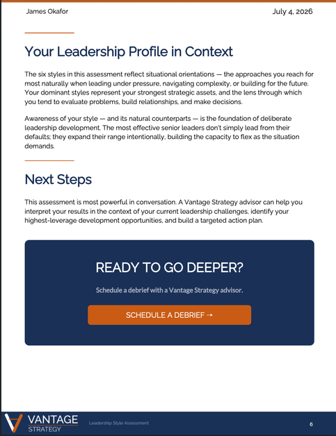 Screenshot of leadership style assessment report from Agolix.
