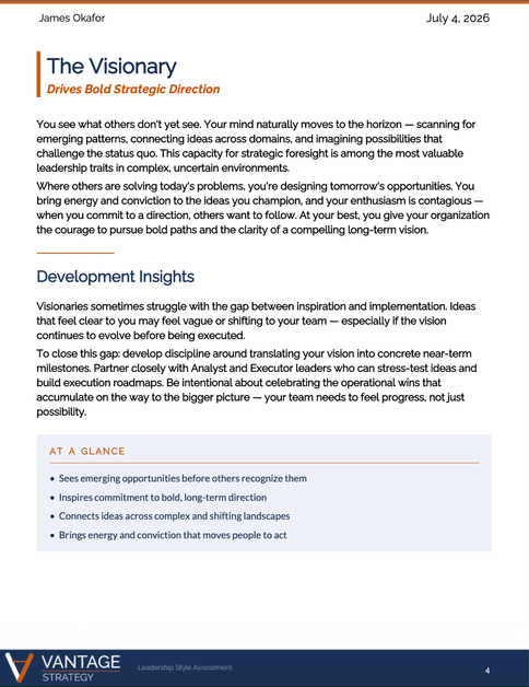 Leadership style assessment report from Agolix.